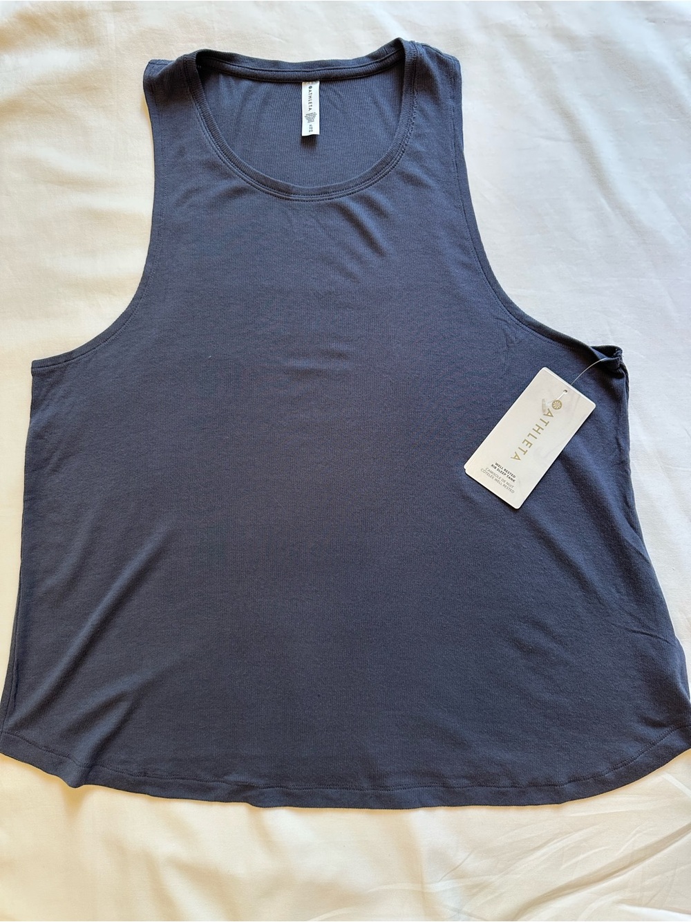Athleta NWT Well Rested Sleeveless Ribbed Sleep Tank in XL Blue